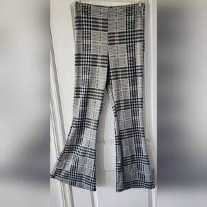 Rare Bear Dance Women's Plaid Flared Bell Bottom Leggings Size Large‎